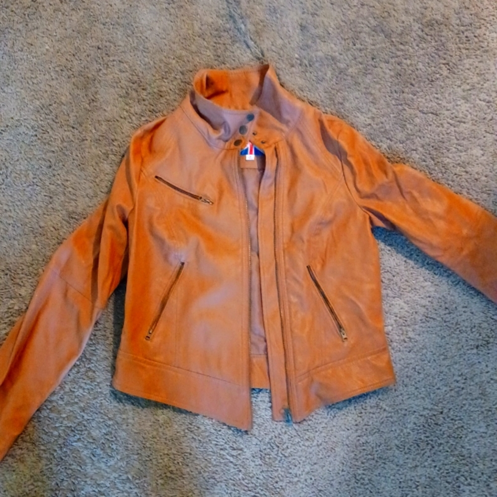 Camel Faux Leather Jacket